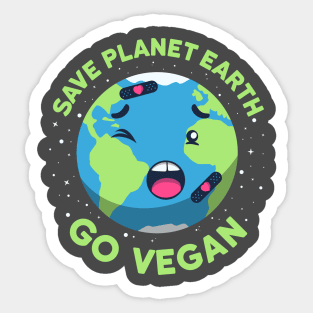 Save The Planet Earth Go Vegan Sticker